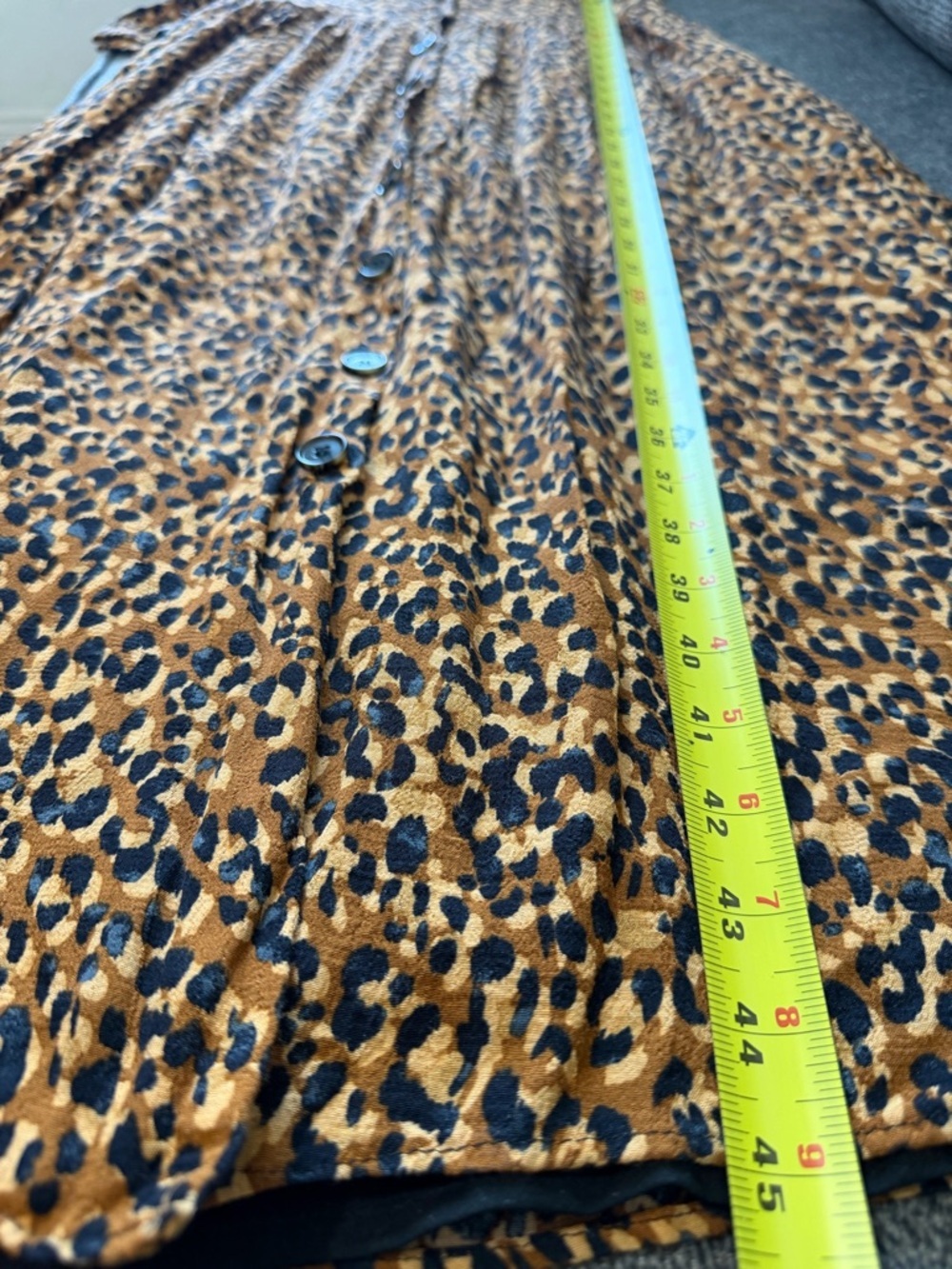 Zara TRF Leopard Print Midi Dress XS Button Front V Neck Pockets 3/4 Sleeve - Picture 5 of 10